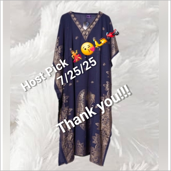 .NF Navy Blue And Gold Fluttering Kaftan. NWT - Picture 2 of 5